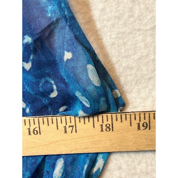 Lauren Ralph Lauren Petite Blue Sheer Silk Ruffle‎ Sleeveless Wrap Blouse Top - Picture 3 of 16